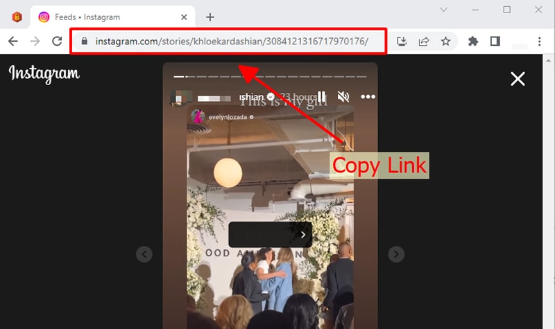 Copy the Instagram link in your web browser