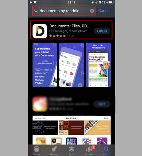 Install the Documents by Readdle application