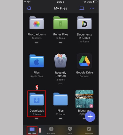 open the download folder
